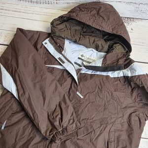 Columbia Women's XL‎ Brown Blue Swirl Coat Winter Jacket Waterproof Breathable